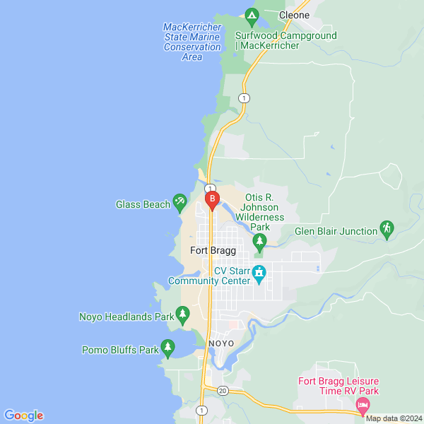 Fitspresso location map: 100 E Manzanita St, Fort Bragg, California